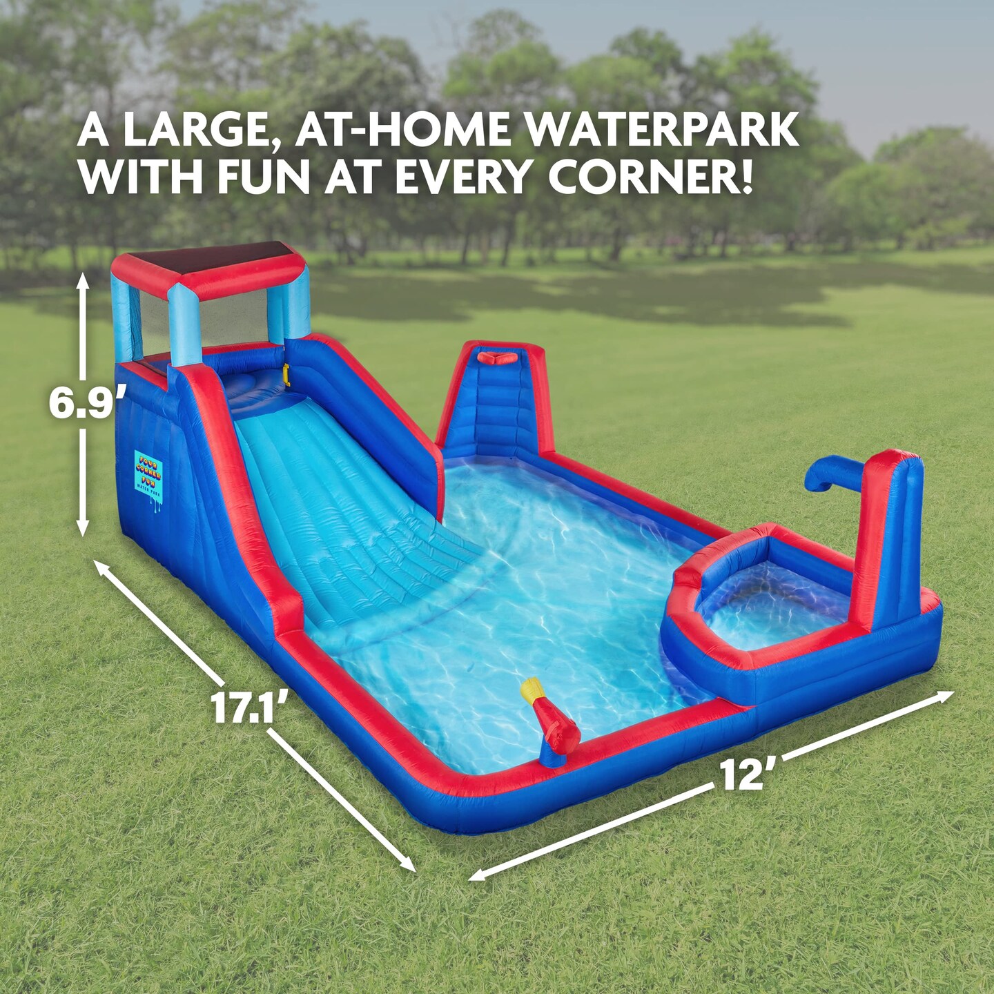Sunny & Fun Inflatable Water Slide, Waterslide for Kids Backyard with Air Pump & Carrying Case