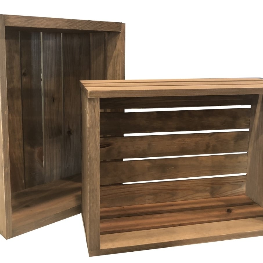 Mowoodwork   Rustic Storage Wood Crates Set of 2