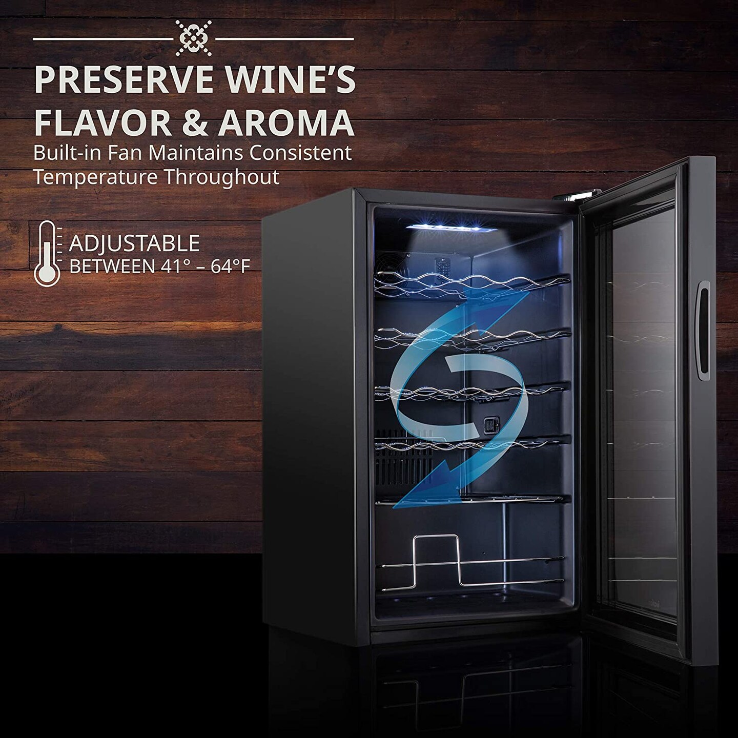 Ivation 24-Bottle Wine Cooler, Compact Freestanding Wine Fridge with Lock