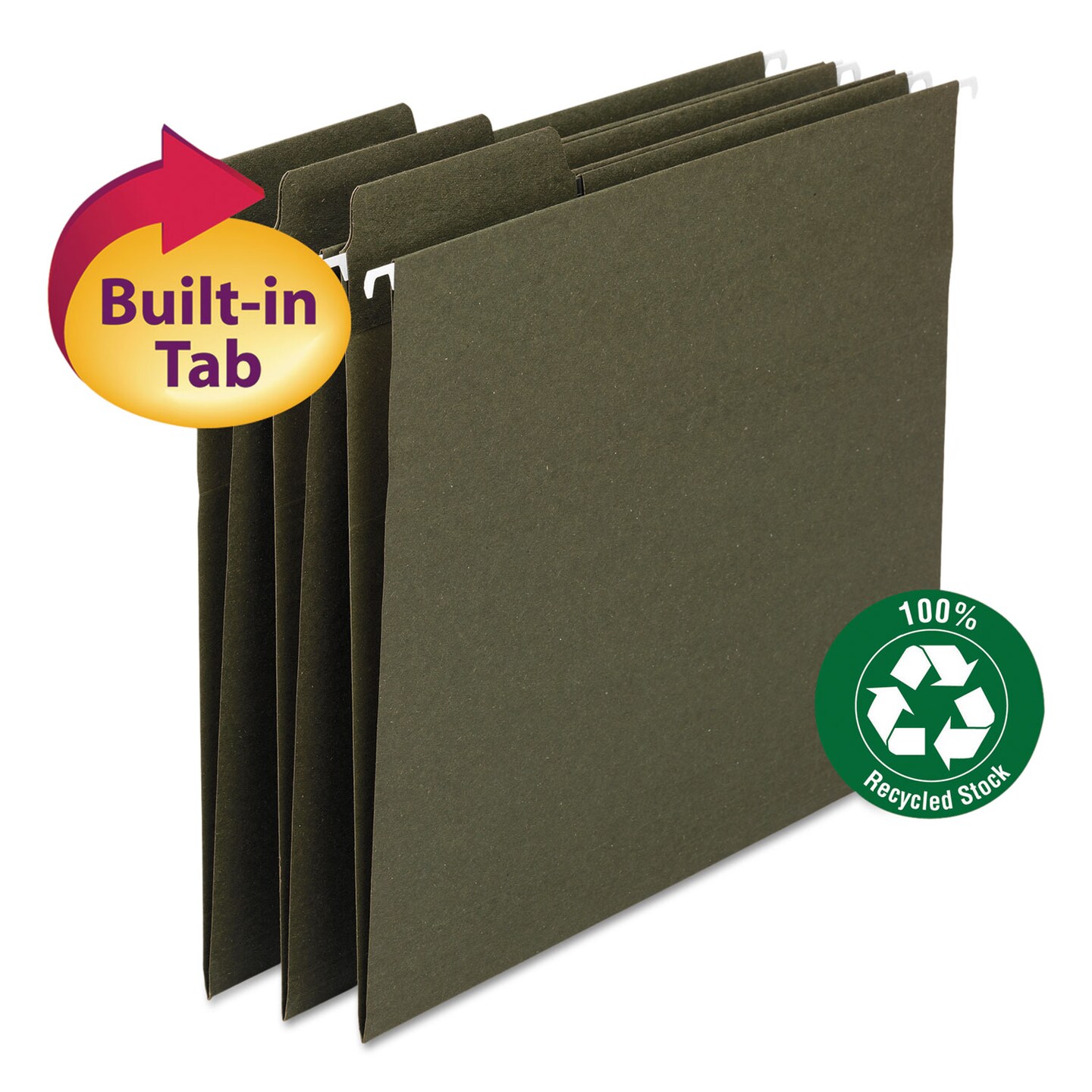 Smead FasTab Hanging Folders Legal Size 1/3-Cut Tab Standard Green 20/Box