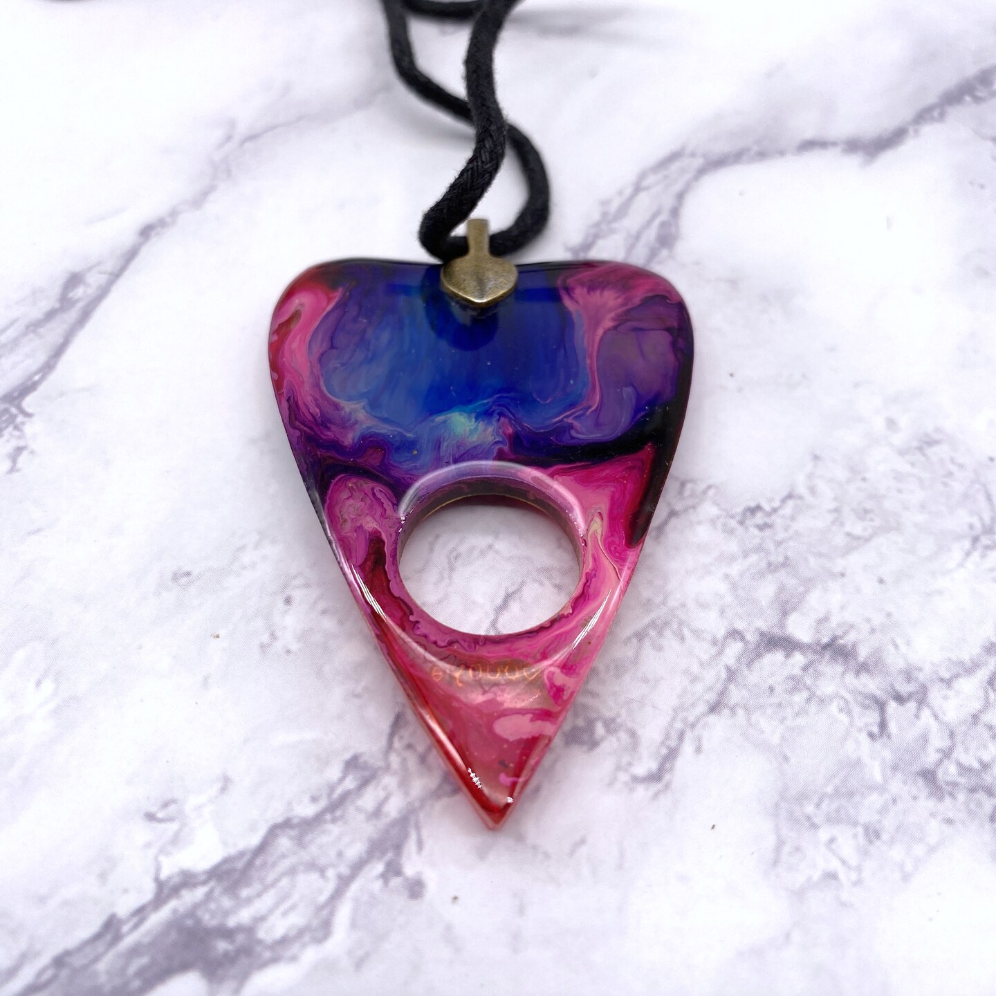 Ouija Planchette Colored Resin Necklace Glow Blue