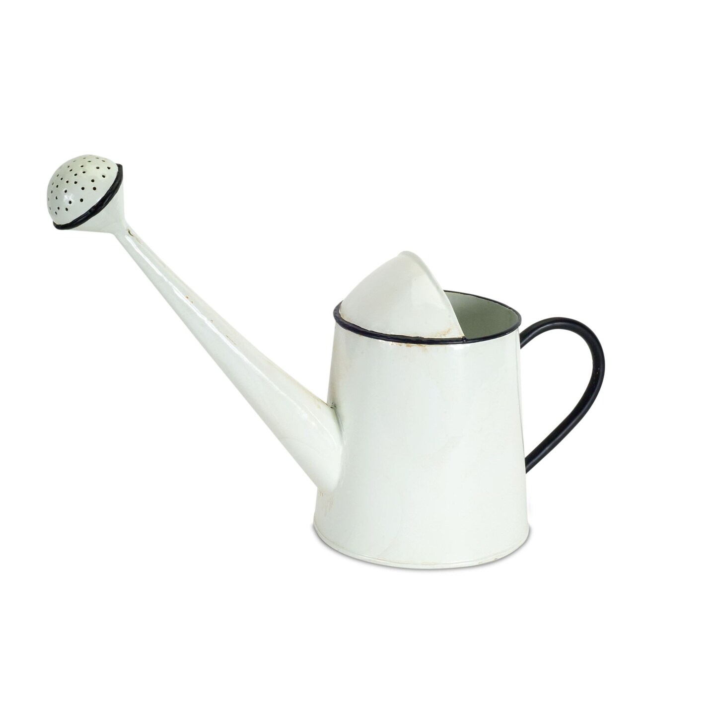 Contemporary Home Living 17.75" White and Black Solid Classical Style Watering Can