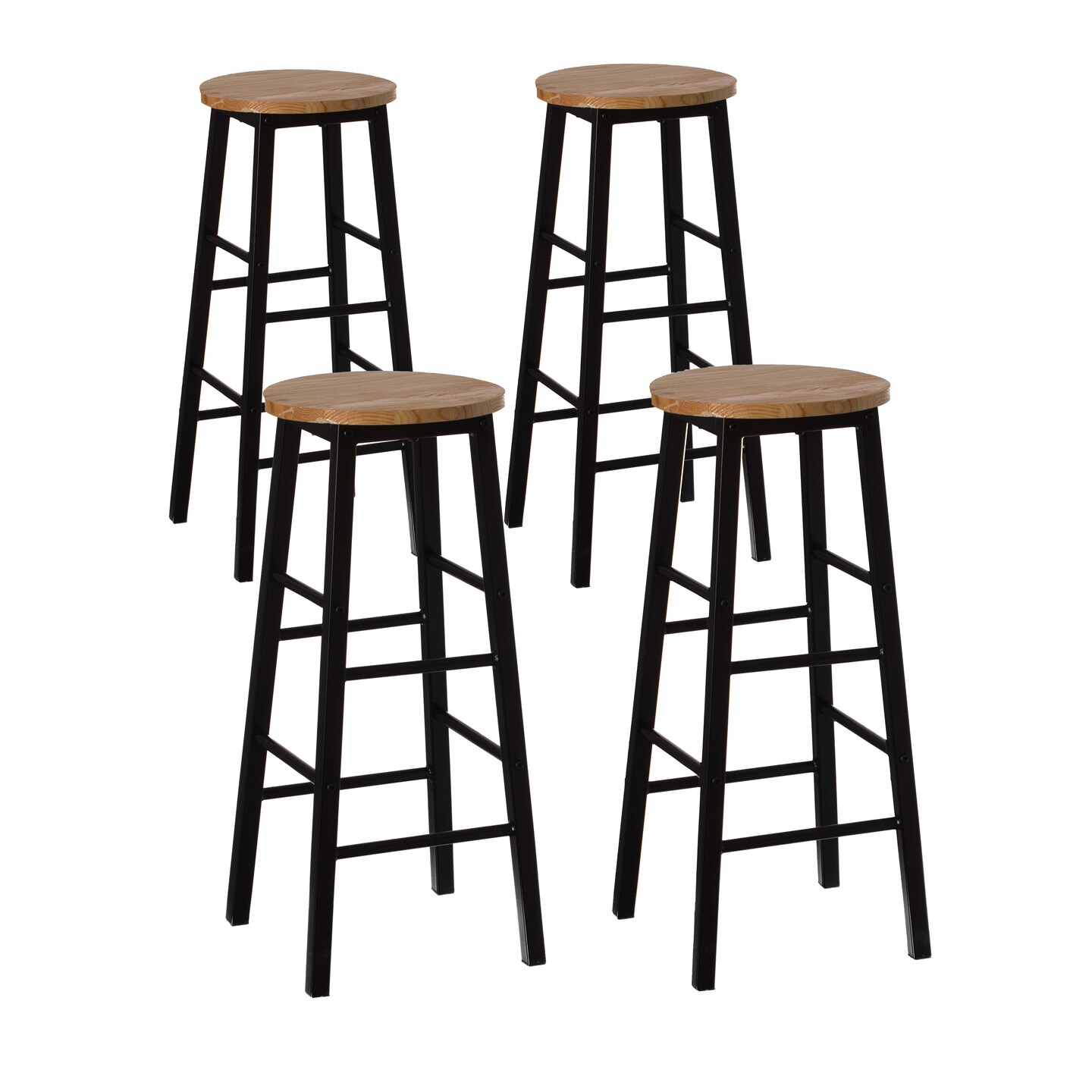 Vintiquewise 28" High Wooden Rustic Round Bar Stool with Footrest for Indoor and Outdoor