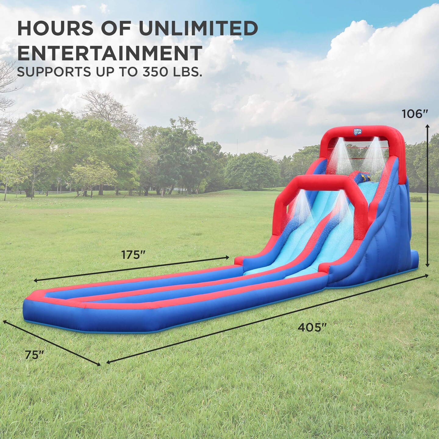 Sunny & Fun Inflatable Kids Backyard Dual Racing Water Slide Park