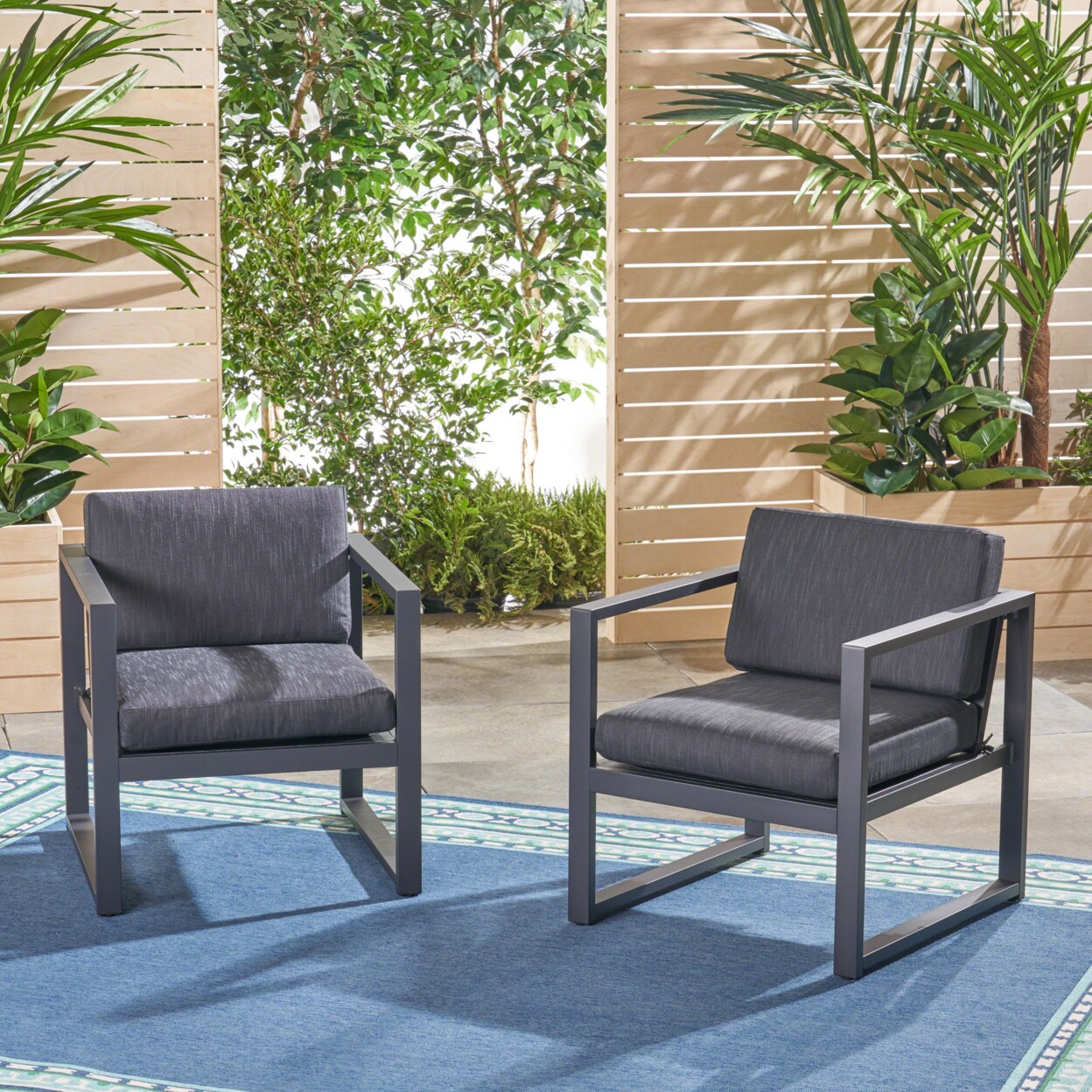 GDFStudio Wally Outdoor Aluminum Club Chairs