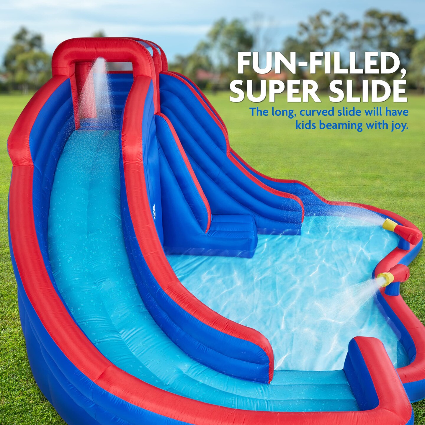 Sunny & Fun Inflatable Kids Backyard Double Water Slide Park with Pool