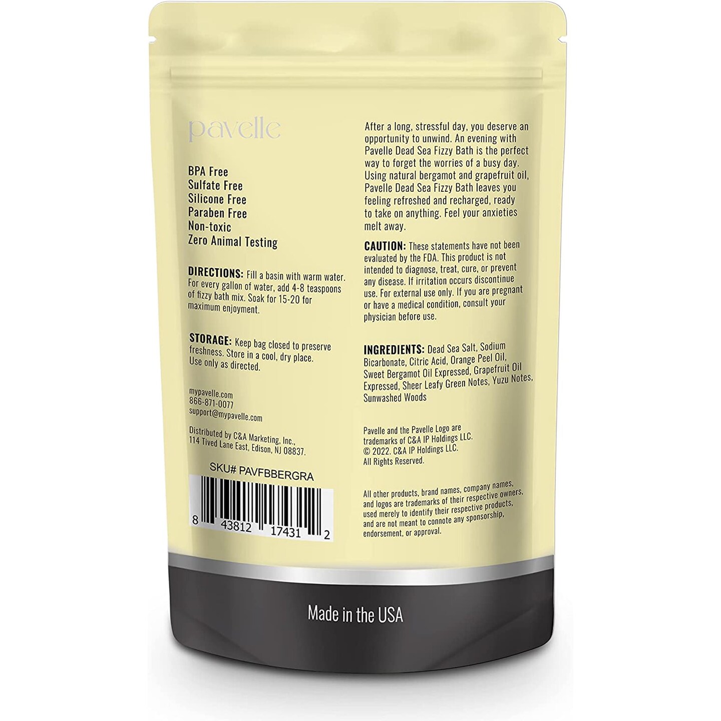 Pavelle Dead Sea Fizzy Bath Bomb, Fizzy Bath Bombs For Women &#x26; Men, 14 oz (397g)