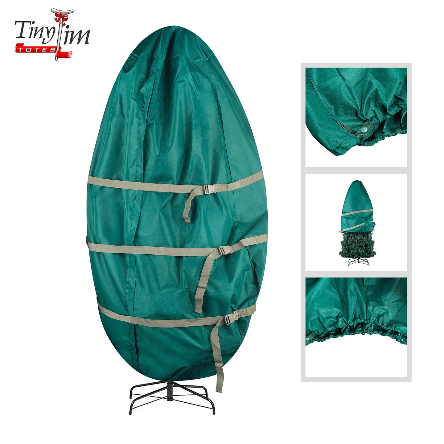 Tiny Tim Stand Up Christmas Tree Storage Bag Heavy Duty Canvas with Straps for Assembled Artificial Tree