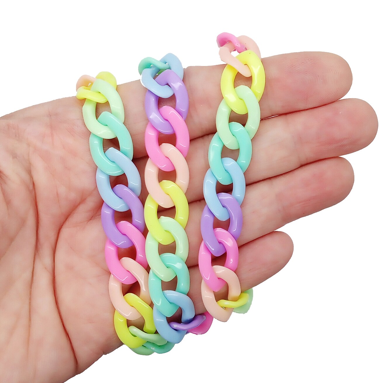 Rainbow Pastel Chain, Plastic Chain with Open Links, 36 inches, Adorabilities