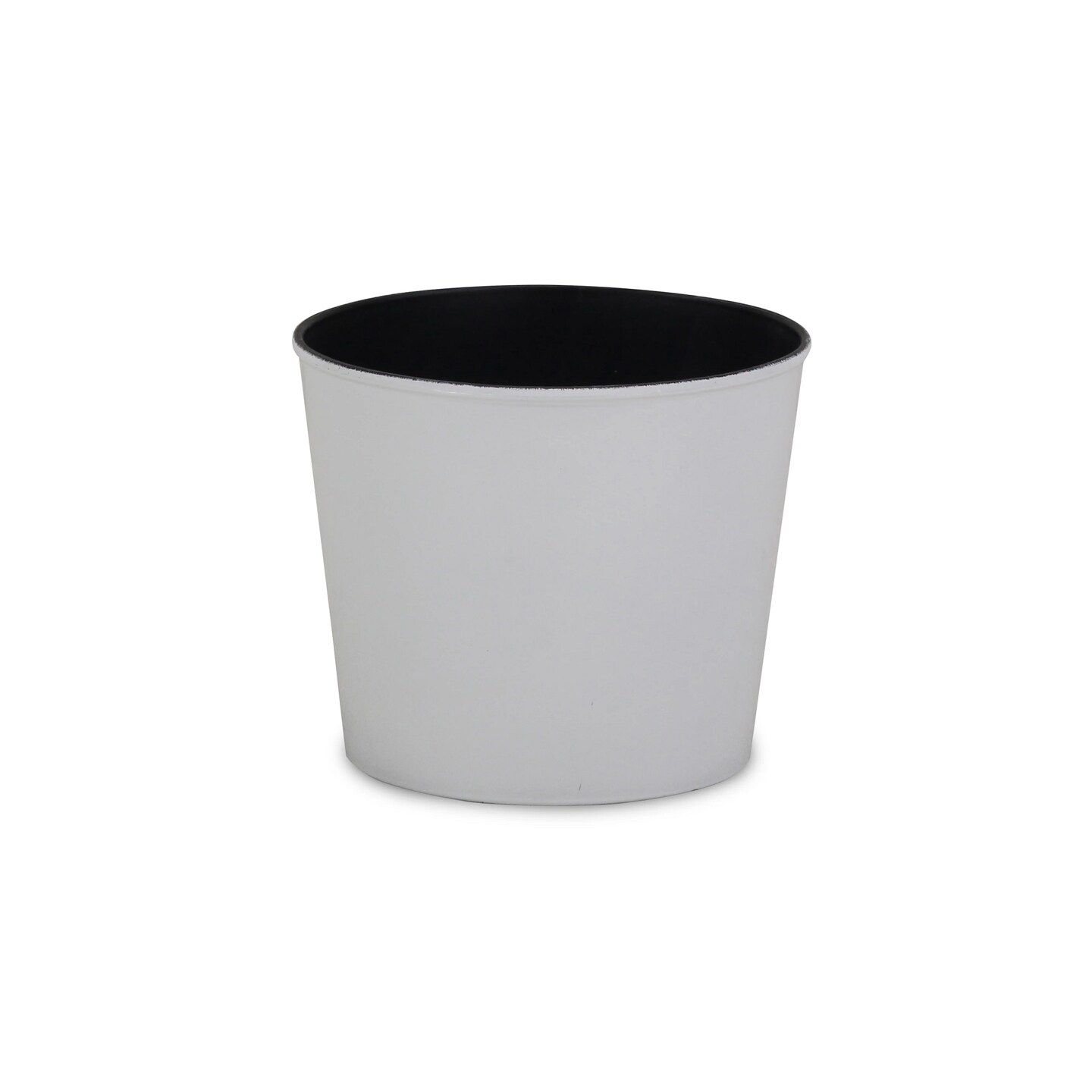 Contemporary Home Living 6" White and Black Tapered Round Planter