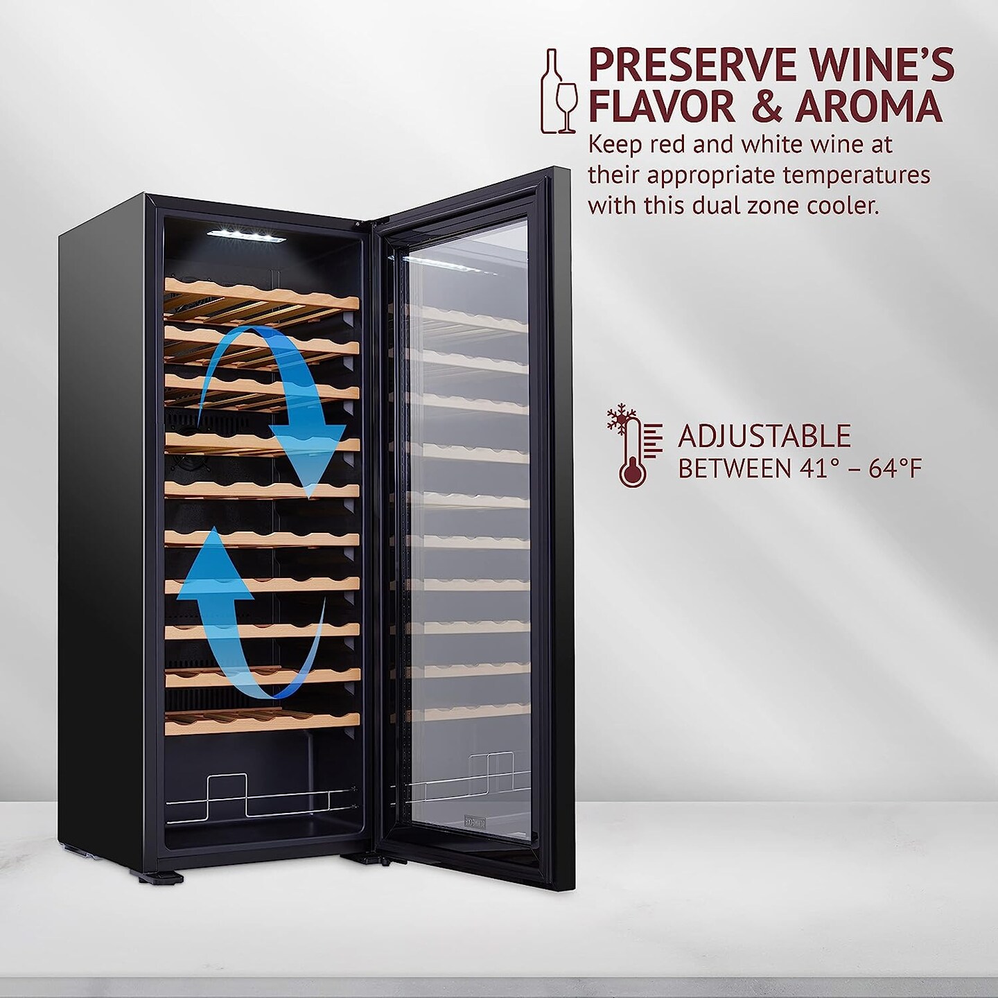Schmecke 55-Bottle Wine Fridge, Freestanding Wine Refrigerator, Large Wine Cooler