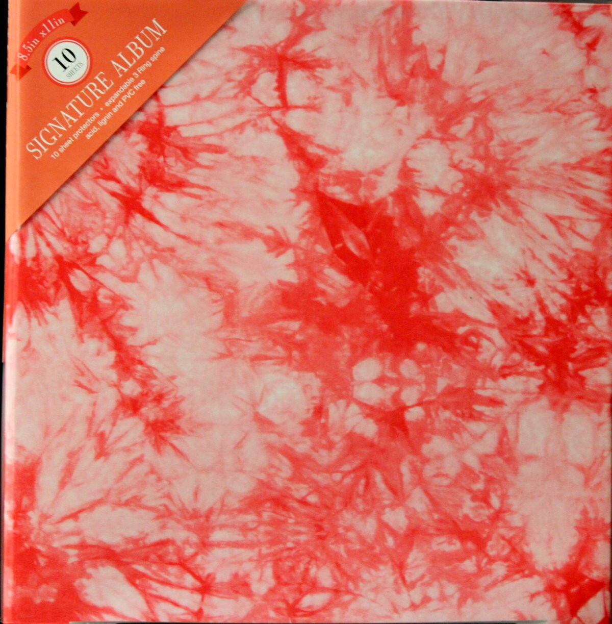 Colorbok Deluxe Designer 3-Ring Fabric 8.50 x 11 Red Tye Dye Top Loading Scrapbook Album