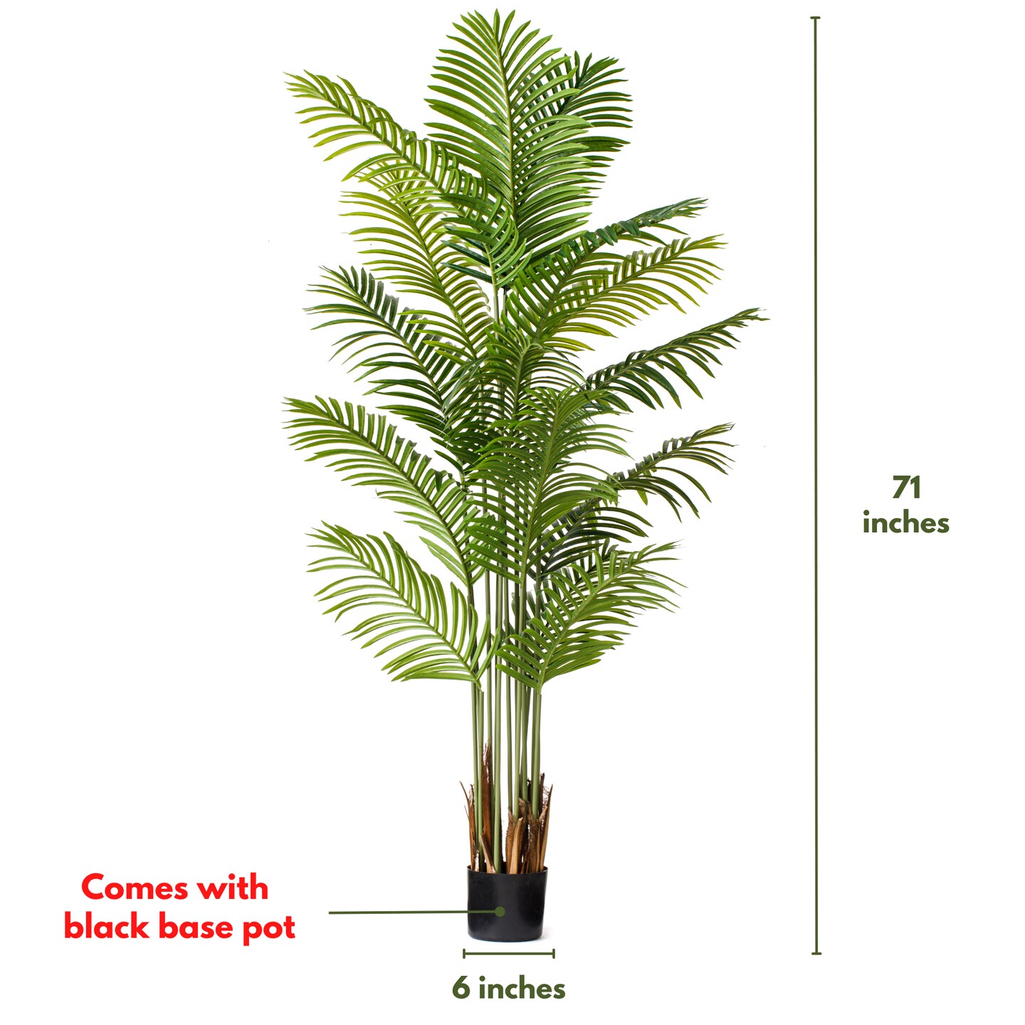 72&#x22; Artificial Palm Tree in Black Pot