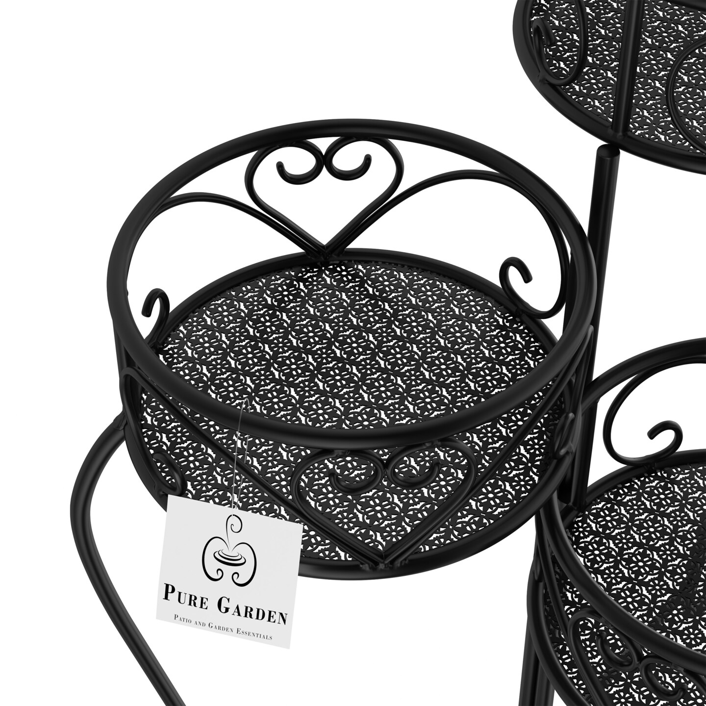 Wrought Iron 3-Tier Folding Plant Stand Indoor Outdoor Display Vintage Home Garden