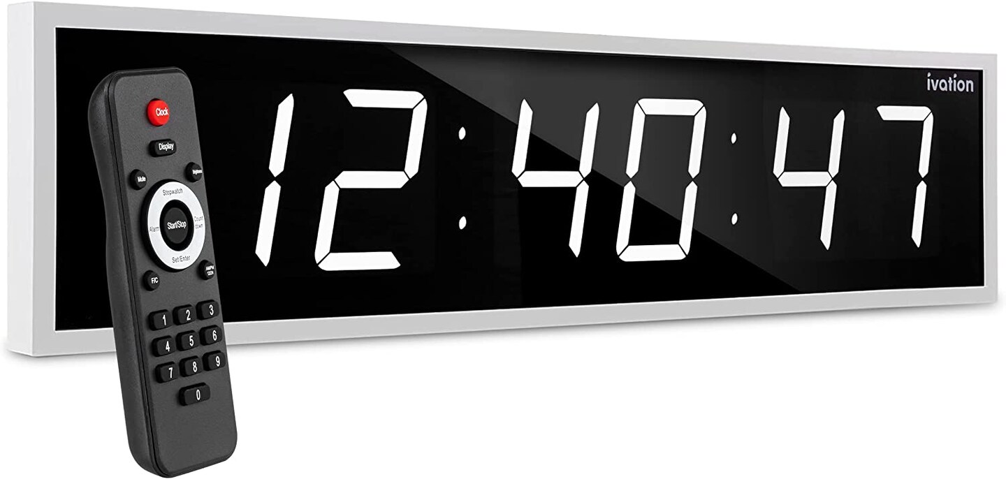 Ivation Huge 48&#x22; inch Digital LED Clock with Stopwatch, Alarms, Timer &#x26; Temp