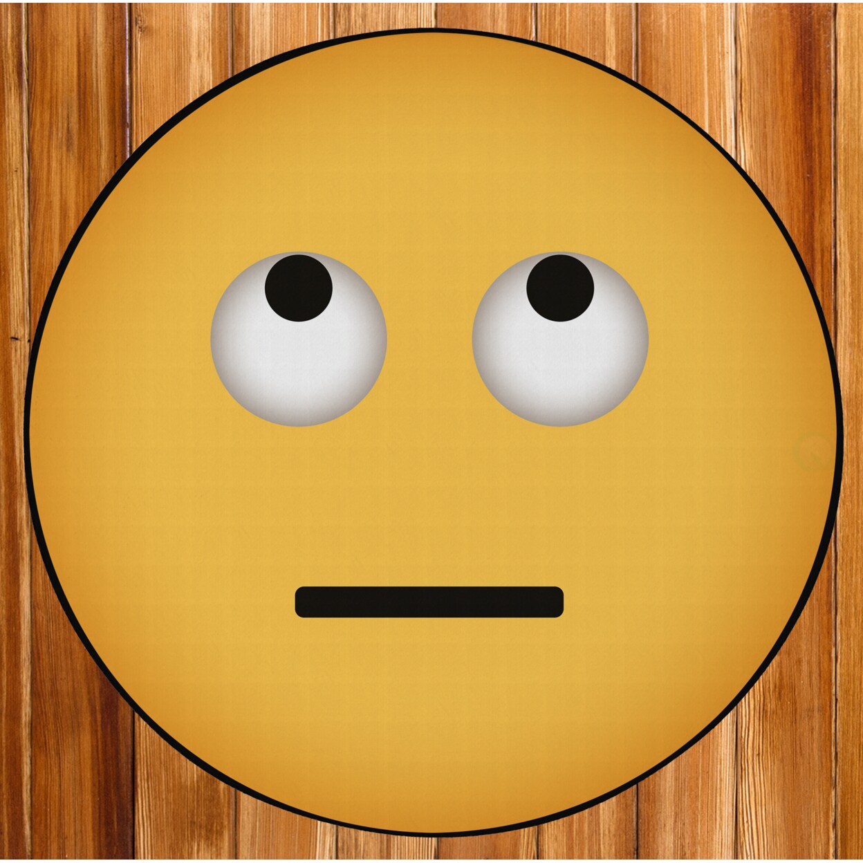 DEERLUX   Emoji Style Round Funny Smiley Face Kids Area Rug, Eye Roll Emoji Rug