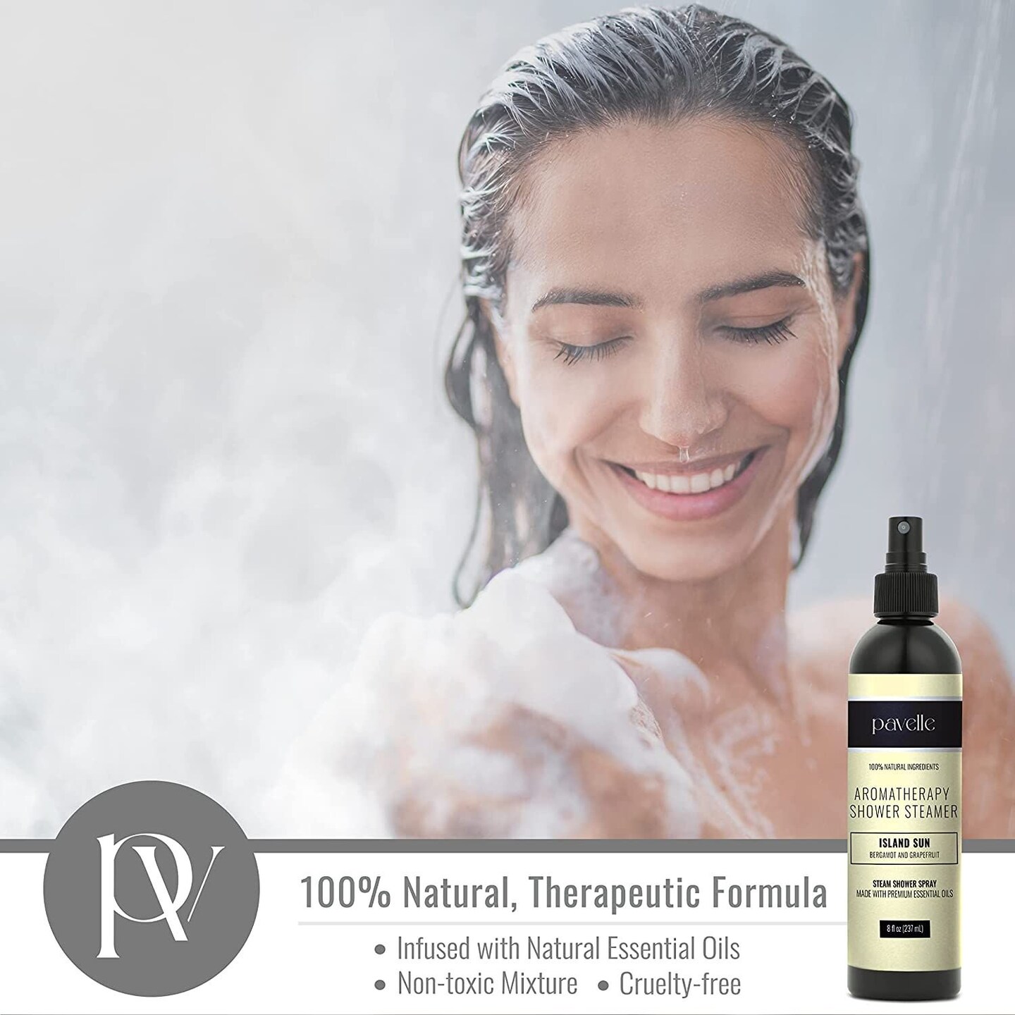 Pavelle Shower Aromatherapy Spray, Eucalyptus Shower Steamer with Essential Oils, 8 fl. oz. (237ml)