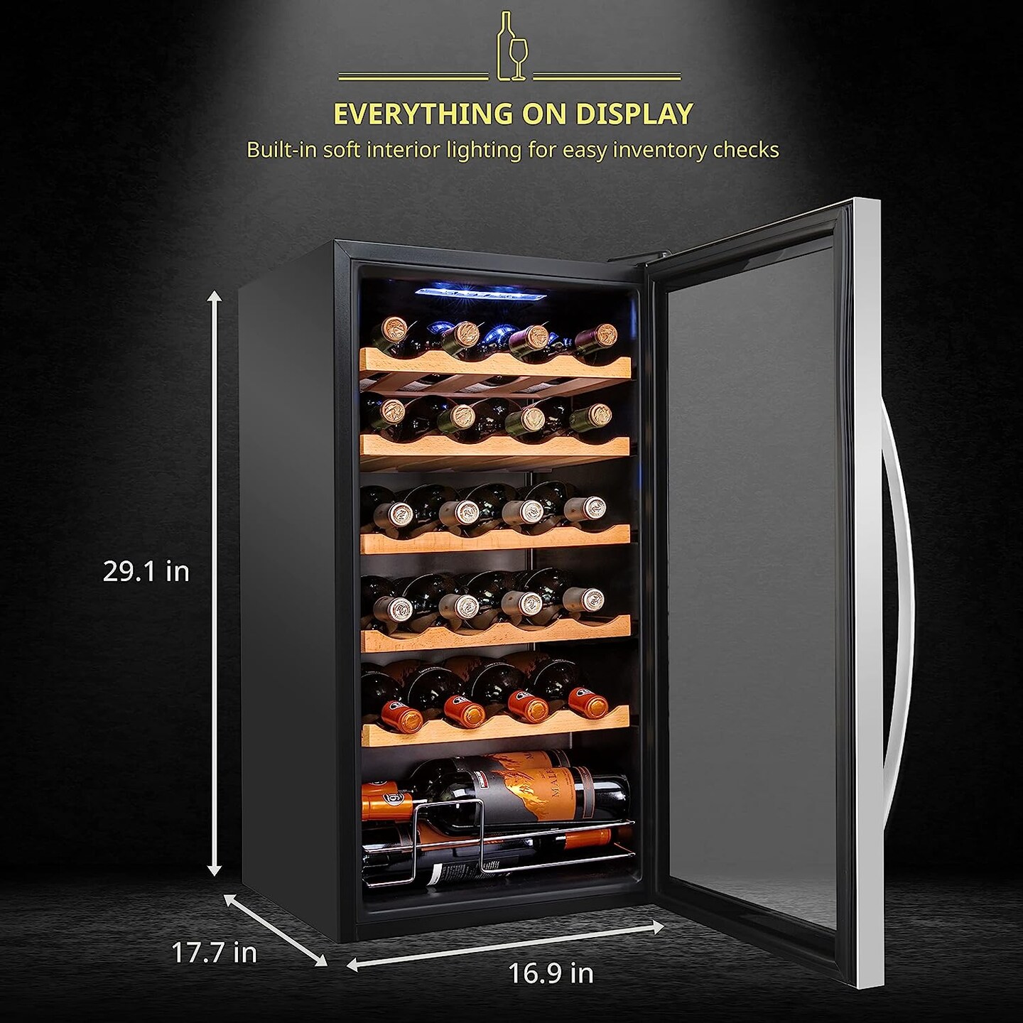 Schmecke 24-Bottle Wine Fridge, Freestanding Wine Refrigerator, Small Wine Cooler