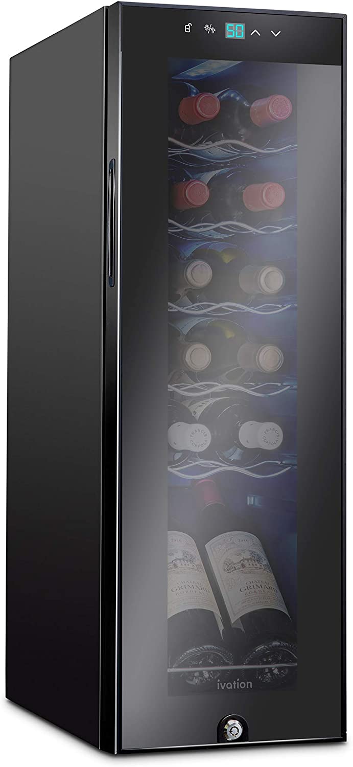 Ivation Large Wine Cooler, Freestanding Wine Fridge with Lock