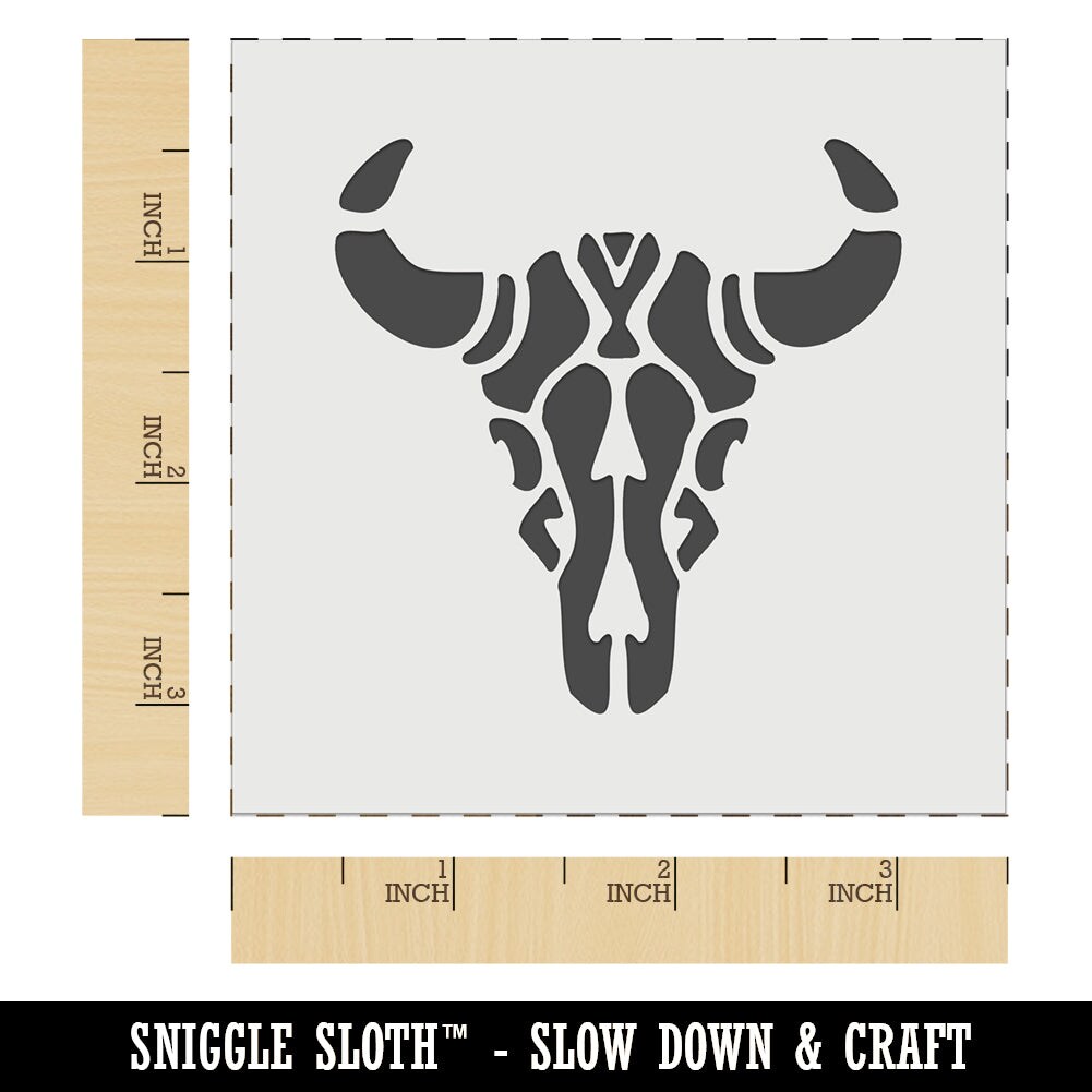 Southwestern Style Tribal Bull Cow Skull Wall Cookie DIY Craft Reusable Stencil