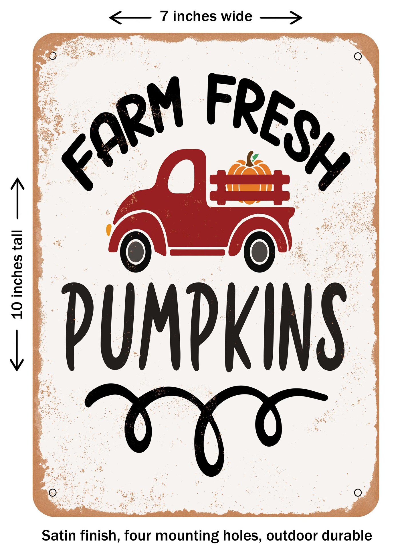 DECORATIVE METAL SIGN - Farm Fresh Pumpkins2 - 3  - Vintage Rusty Look