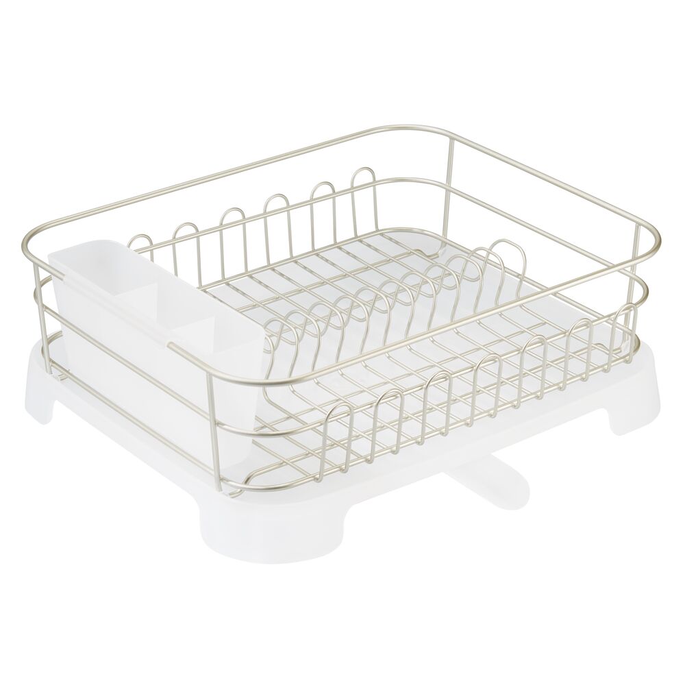 mDesign Alloy Steel Sink Dish Drying Rack Holder with Swivel Spout
