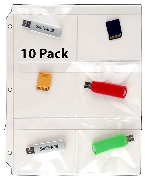 6-Pocket Clear Plastic Binder Page with Flaps