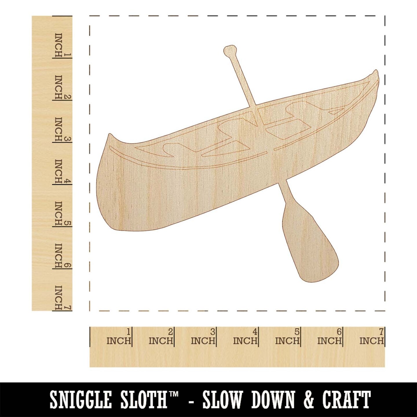 Canoe Water Boat with Paddle Unfinished Wood Shape Piece Cutout for DIY Craft Projects