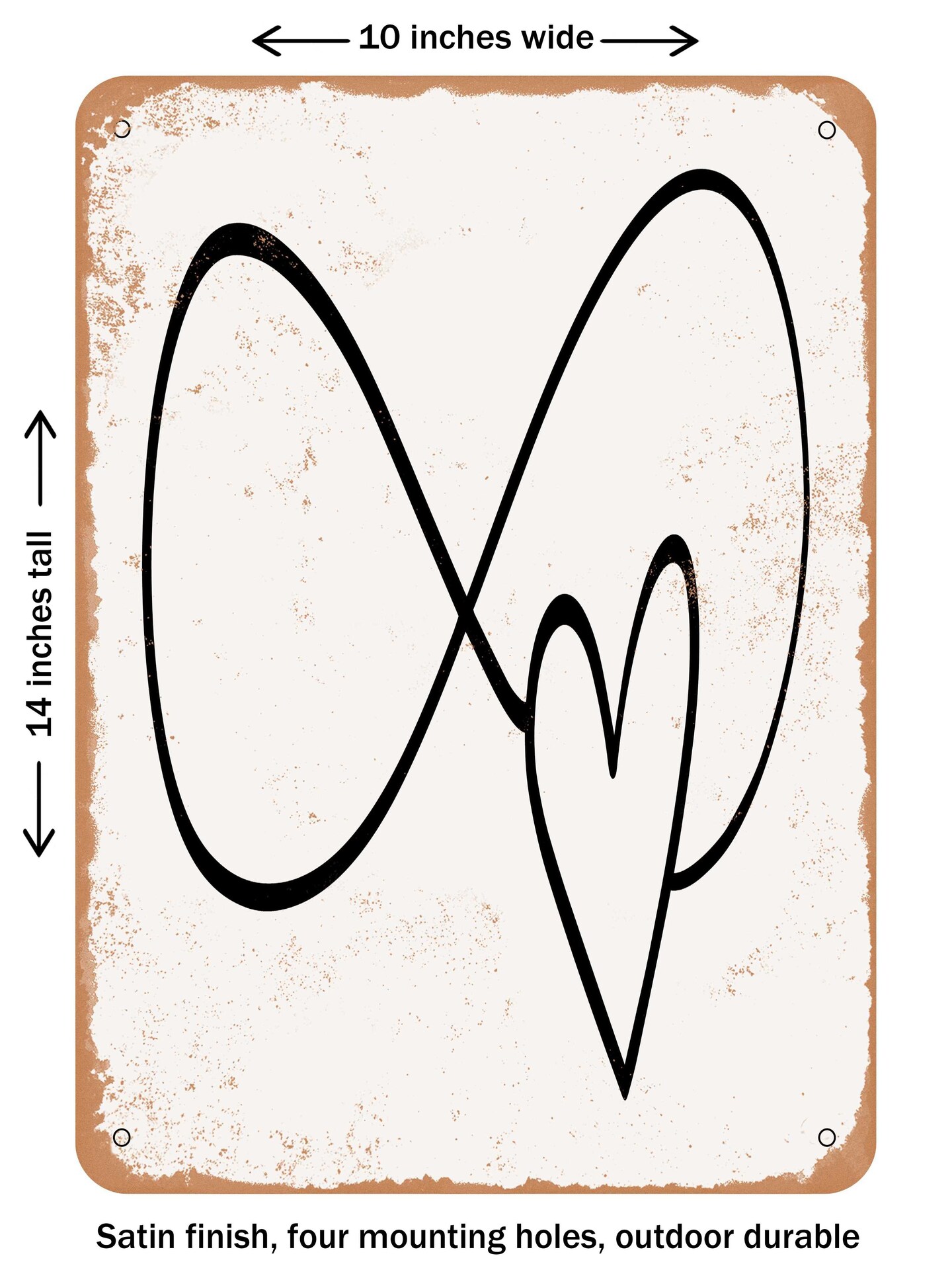 DECORATIVE METAL SIGN - Infinity Heart  - Vintage Rusty Look
