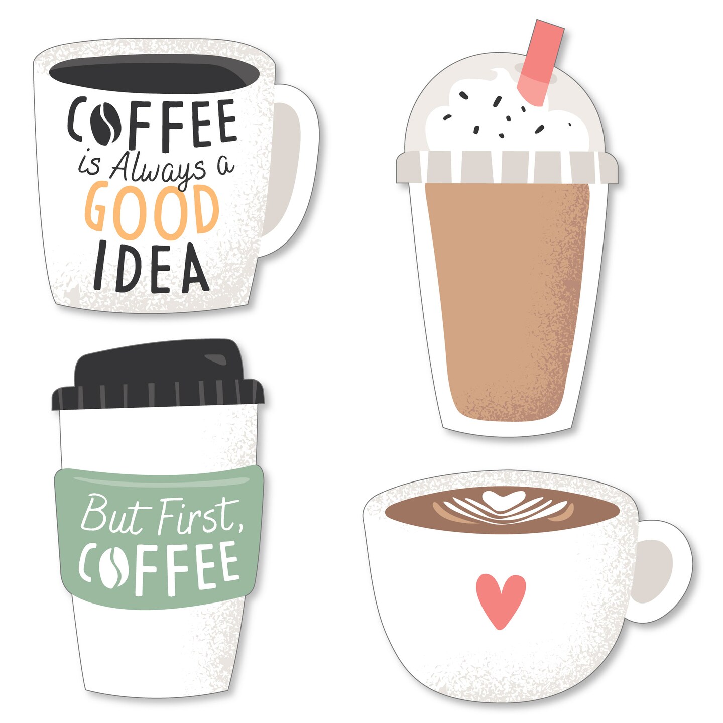 Big Dot of Happiness But First, Coffee - DIY Shaped Cafe Themed Party Cut-Outs - 24 Count