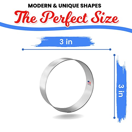 CookieCutter.Com Round Cookie Cutter 3 in &#x2013;Tin Plated Steel Cookie Cutters &#x2013; Made In The USA