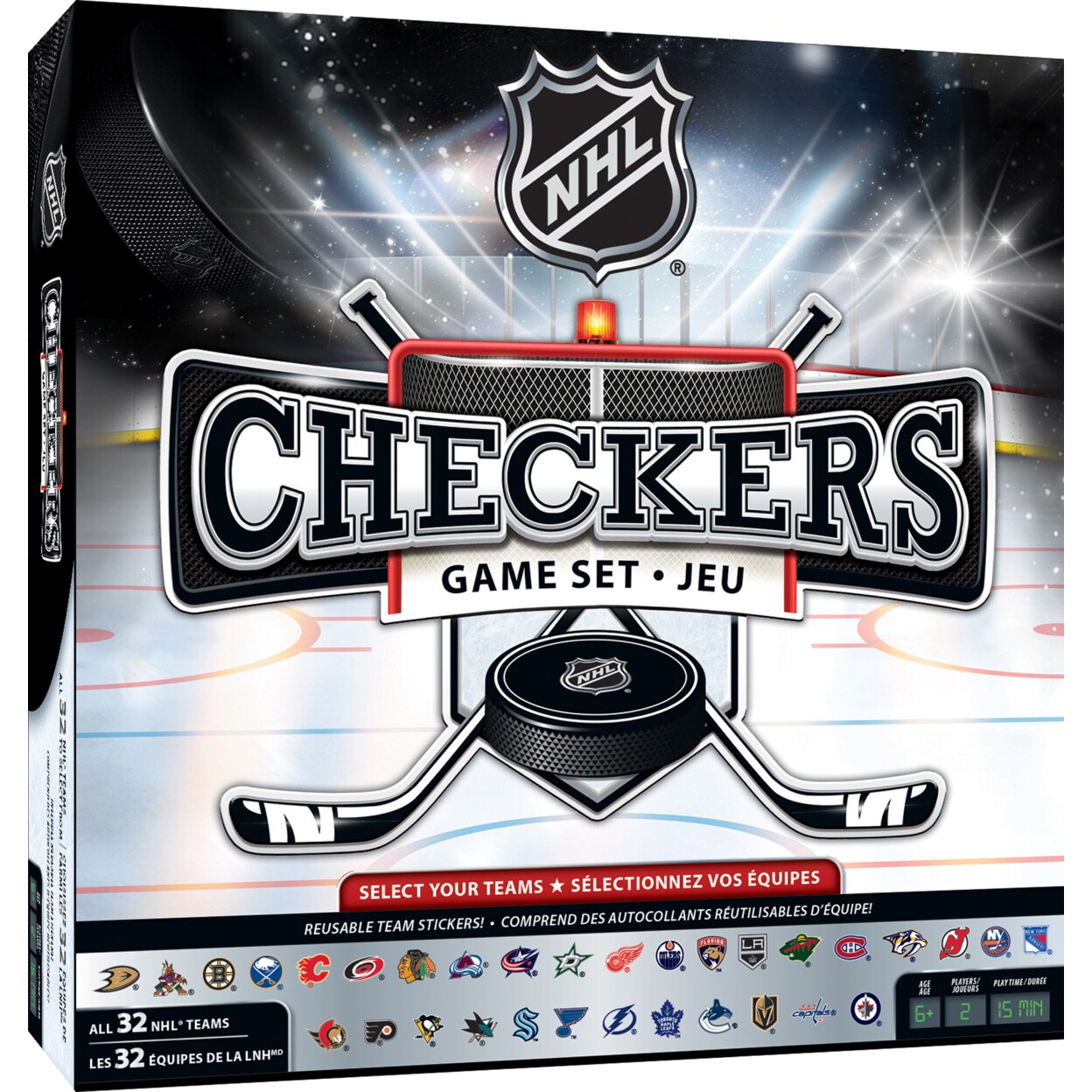 Masterpieces   Officially licensed NHL League-NHL Checkers Board Game for Families and Kids ages 6 and Up