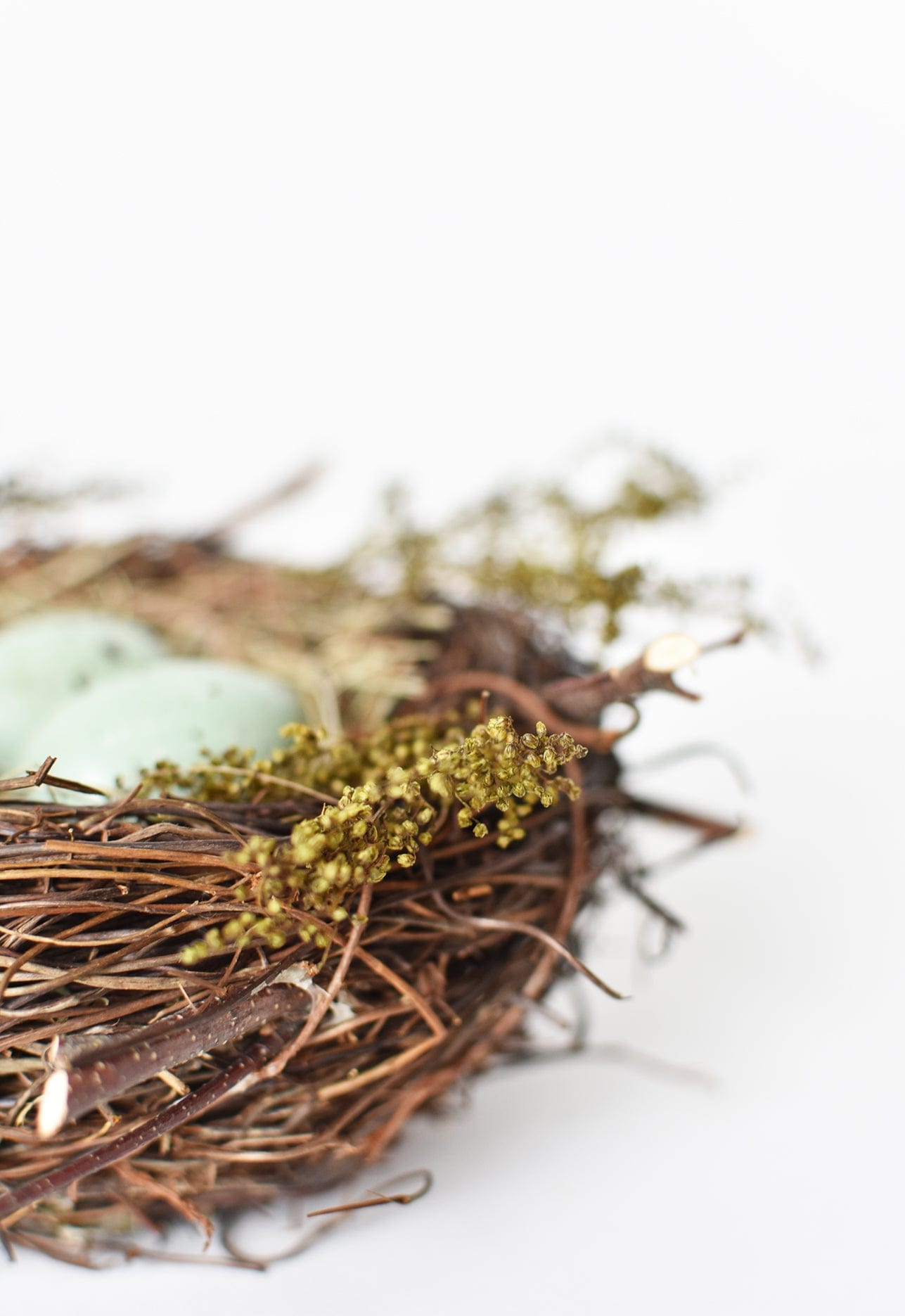 6&#x22; Mossy Twig Bird Nest w/ Eggs