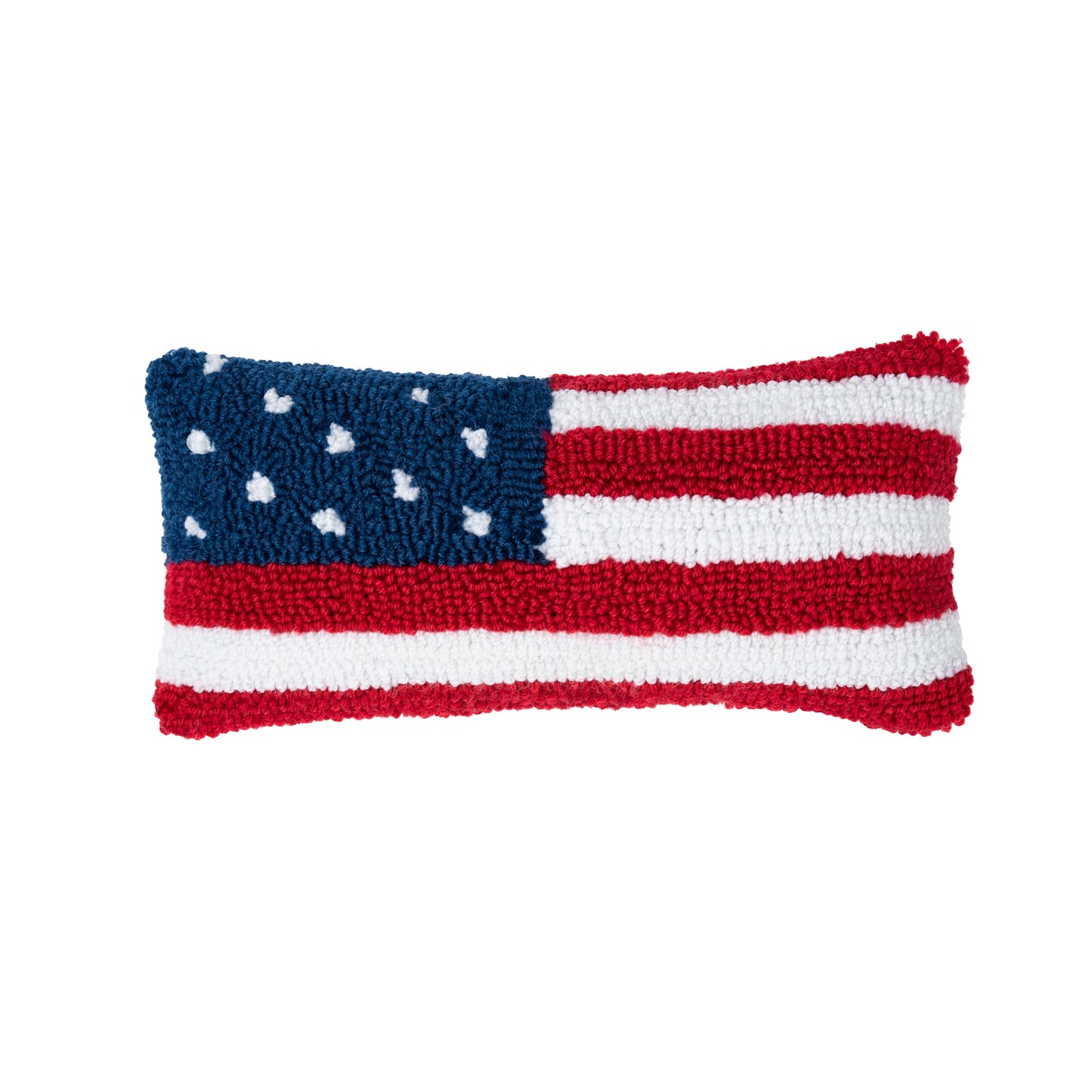 6&#x22; x 12&#x22; American Flag 4th of July Hooked Patriotic Rectangle Small Throw Pillow