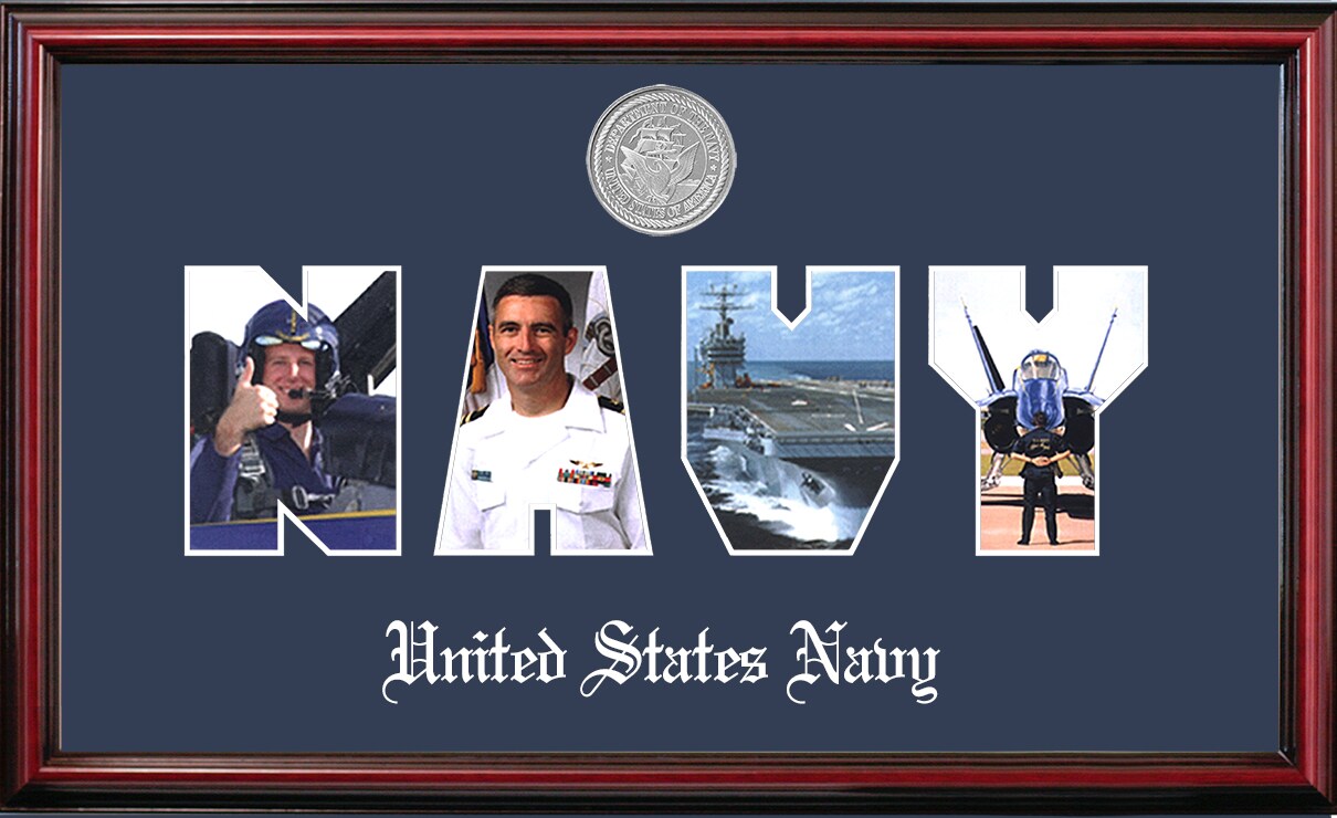 Patriot Frames Navy Collage Photo Petite Frame with Silver Medallion