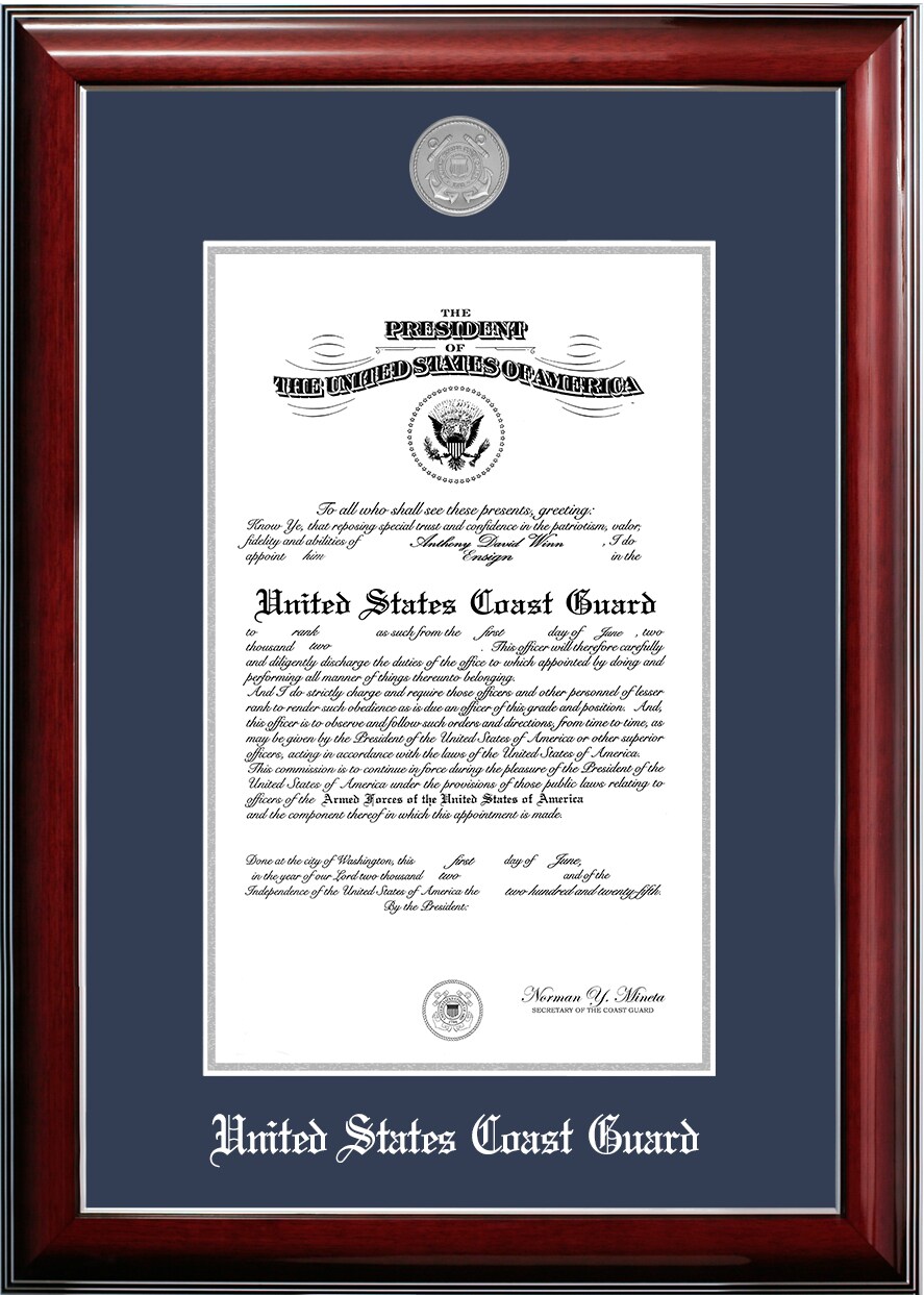 Patriot Frames Coast Guard 10x14 Certificate Classic Mahogany Frame with Silver Medallion