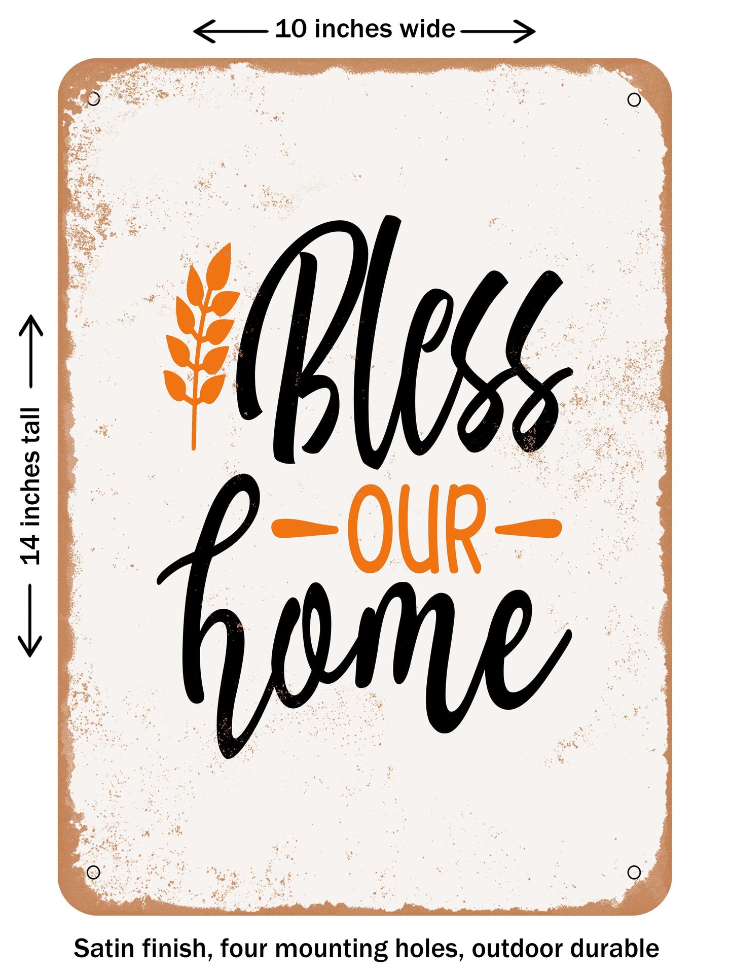 DECORATIVE METAL SIGN - Bless Our Home - 5 - Vintage Rusty Look