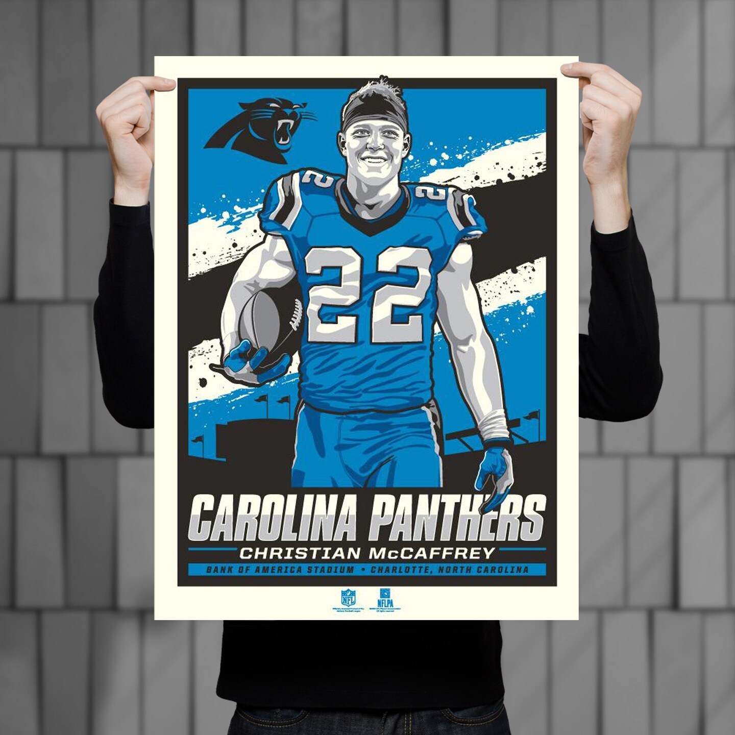 Phenom Gallery Carolina Panthers Christian McCaffrey 18&#x22; x 24&#x22; Deluxe Framed Serigraph