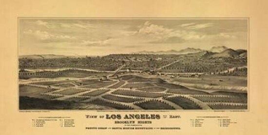 1877 Los Angeles Map Poster Print by N. Harbick - Item # VARPDXHRB336