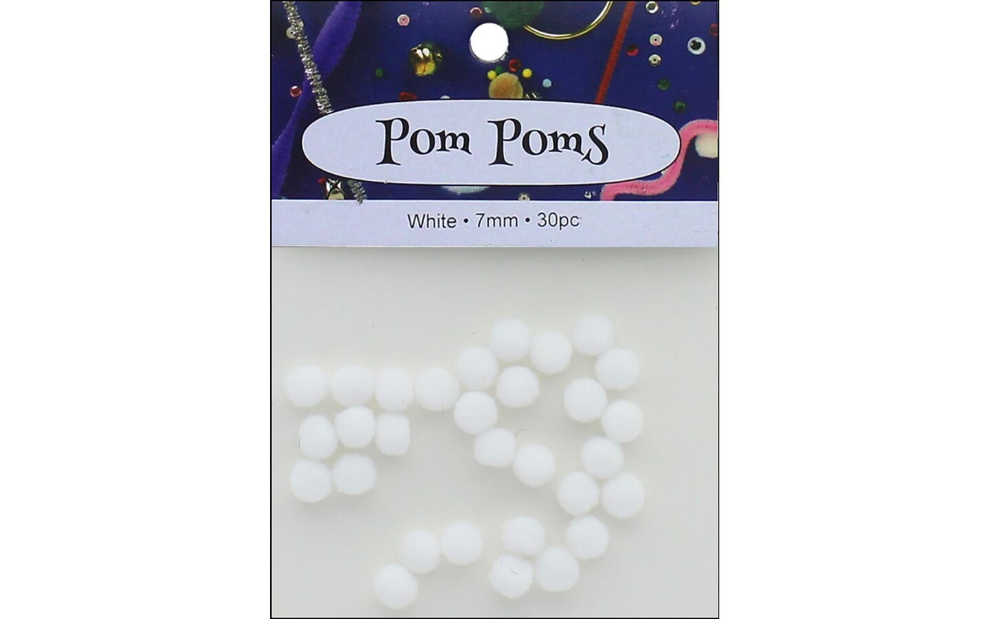 Pa Ess Pom Pom 7Mm Pkg 30Pc White Michaels
