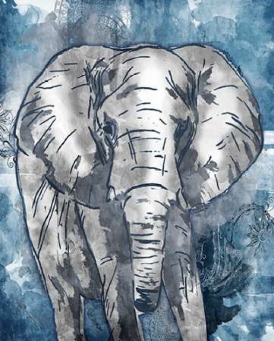 Grey Blue Elephant Poster Print by OnRei - Item # VARPDXONRC097A