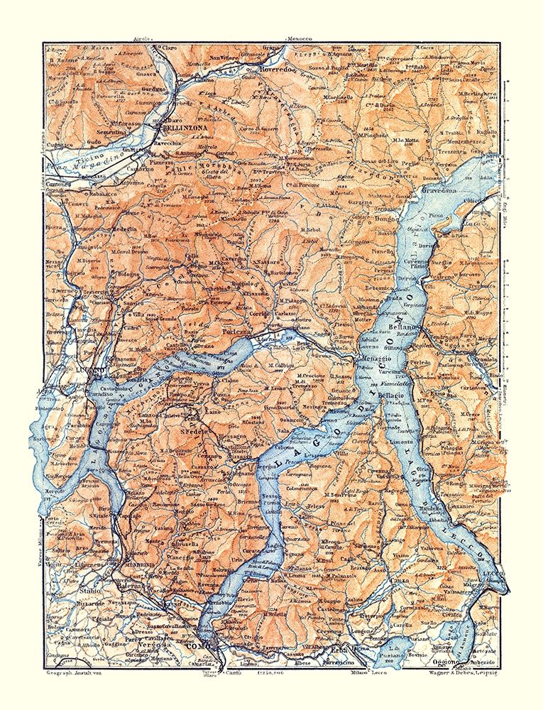 Europe Lake Como Switzerland Italy - Baedeker 1921 Poster Print by Baedeker Baedeker # ITEU0154