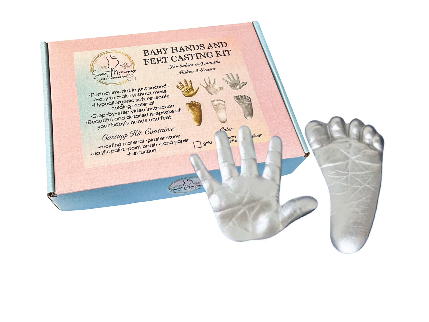 Belly Cast kit Pregnancy - Belly Molds kit Pregnancy and Baby Handprint  Footprint Product (Pregnancy Maternity 5 Rolls Plaster and 2 Bags Modeling