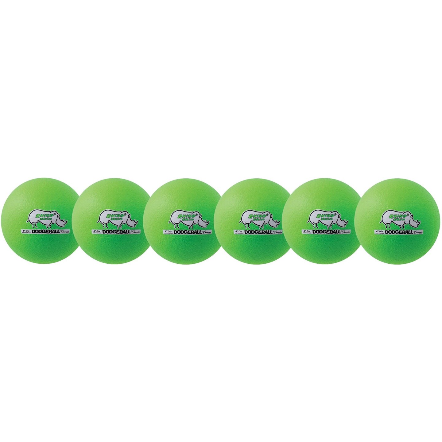 Rhino Skin&#xAE; 6-Inch Low Bounce Dodgeball Set, Neon Green, Set of 6