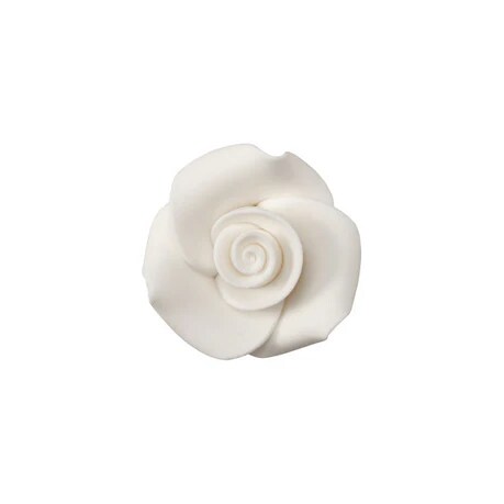White 1&#x22; Rose Sugar Soft Premium Edible Decorations - 48 roses per order