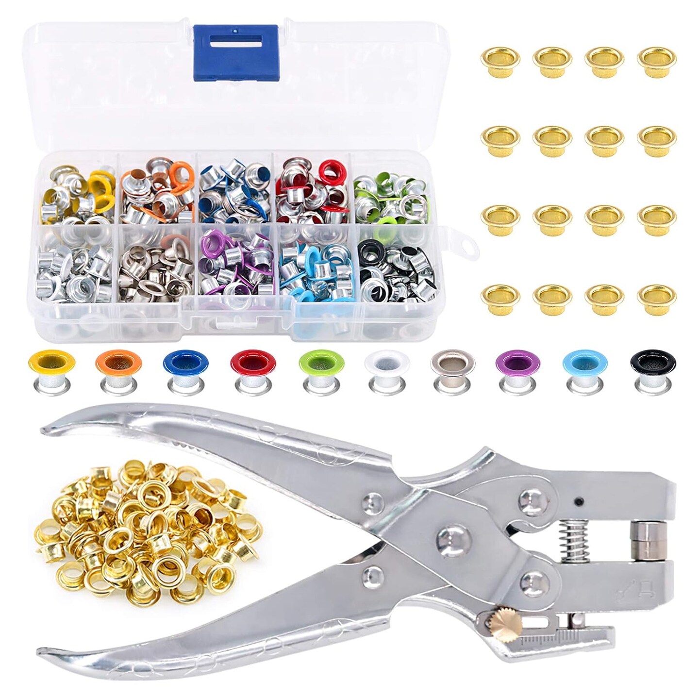 300Pcs 10 Colors 3/16 inch Metal Grommets Kit and 1Pcs Eyelet Hole ...