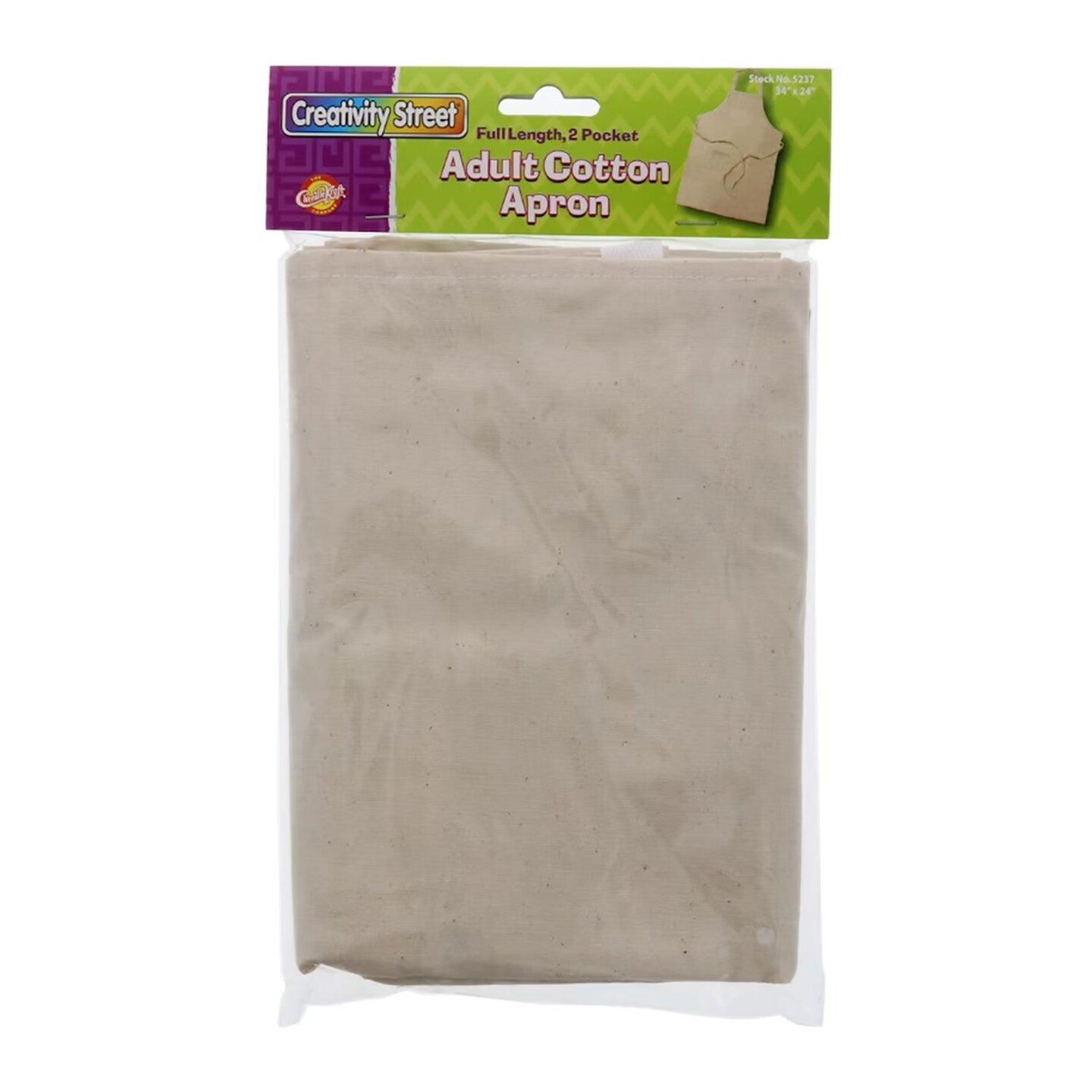 Full Length Adult Cotton Apron, Tan, 34&#x22; x 24&#x22;, 1 Piece