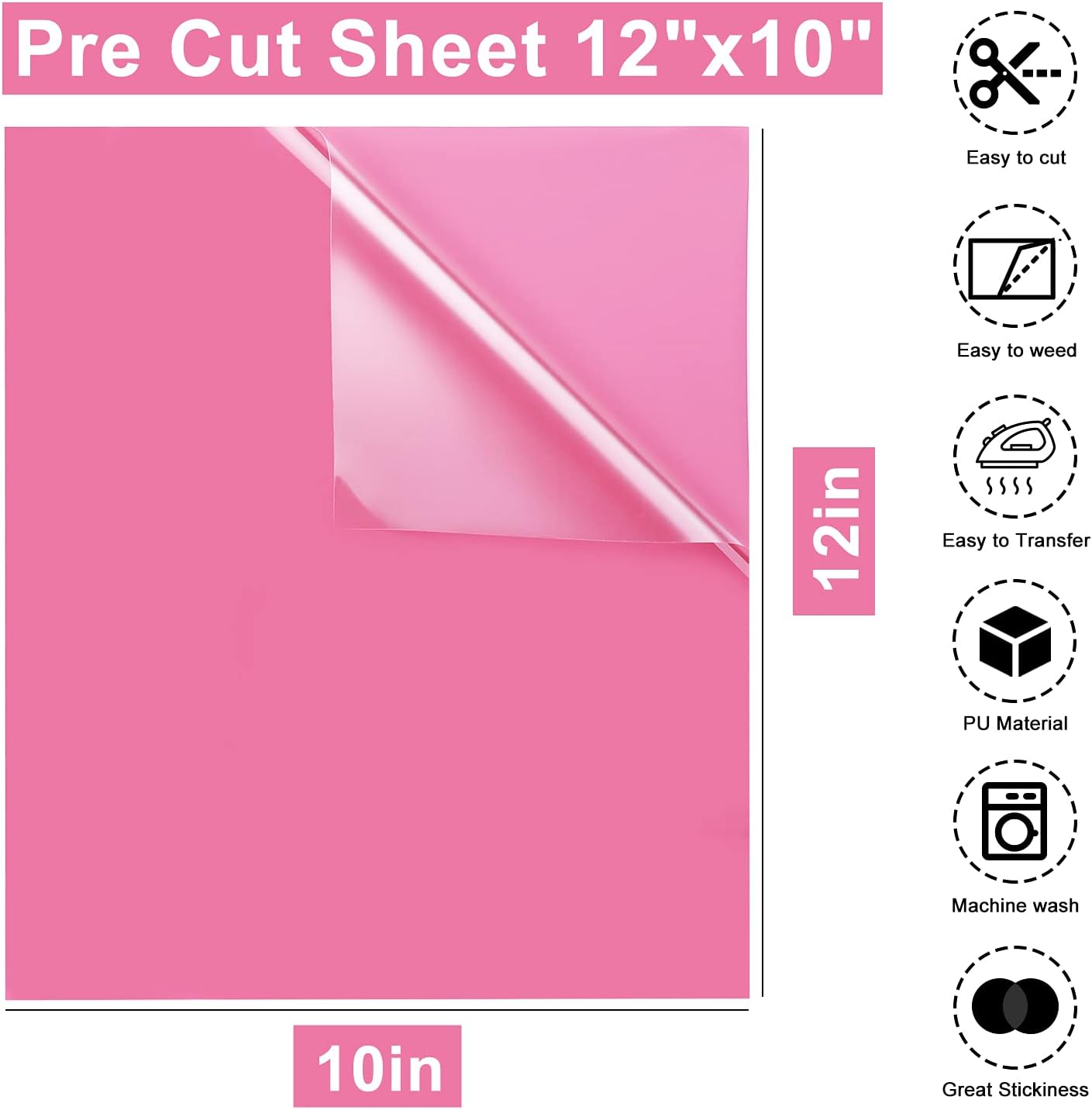 Heat Transfer Vinyl for T-Shirts 12in.x10in. 15 Sheets-Iron On Vinyl HTV Bundle