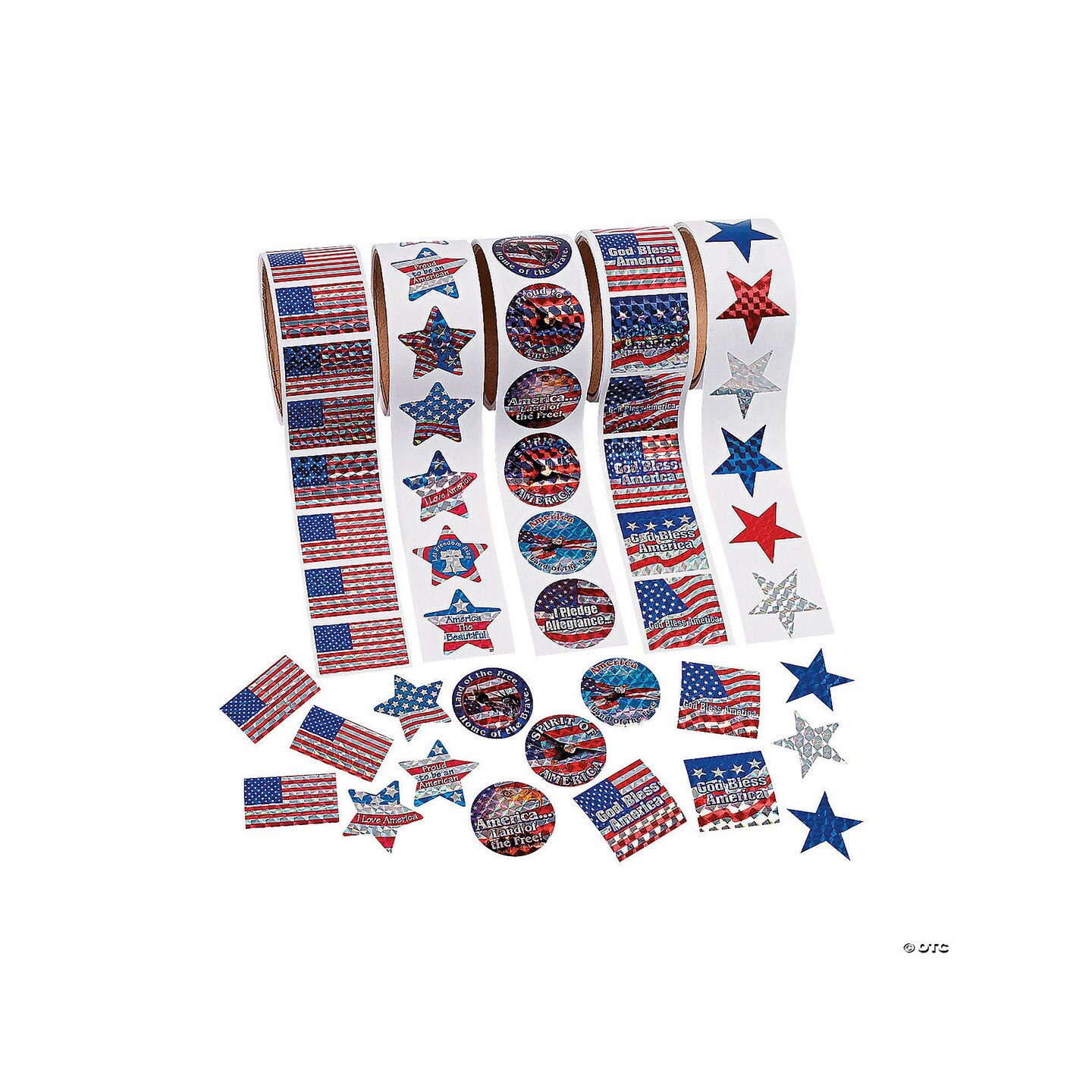 Bulk Classic Patriotic Paper Sticker Roll Assortment 500 Stickers 1 1/2"