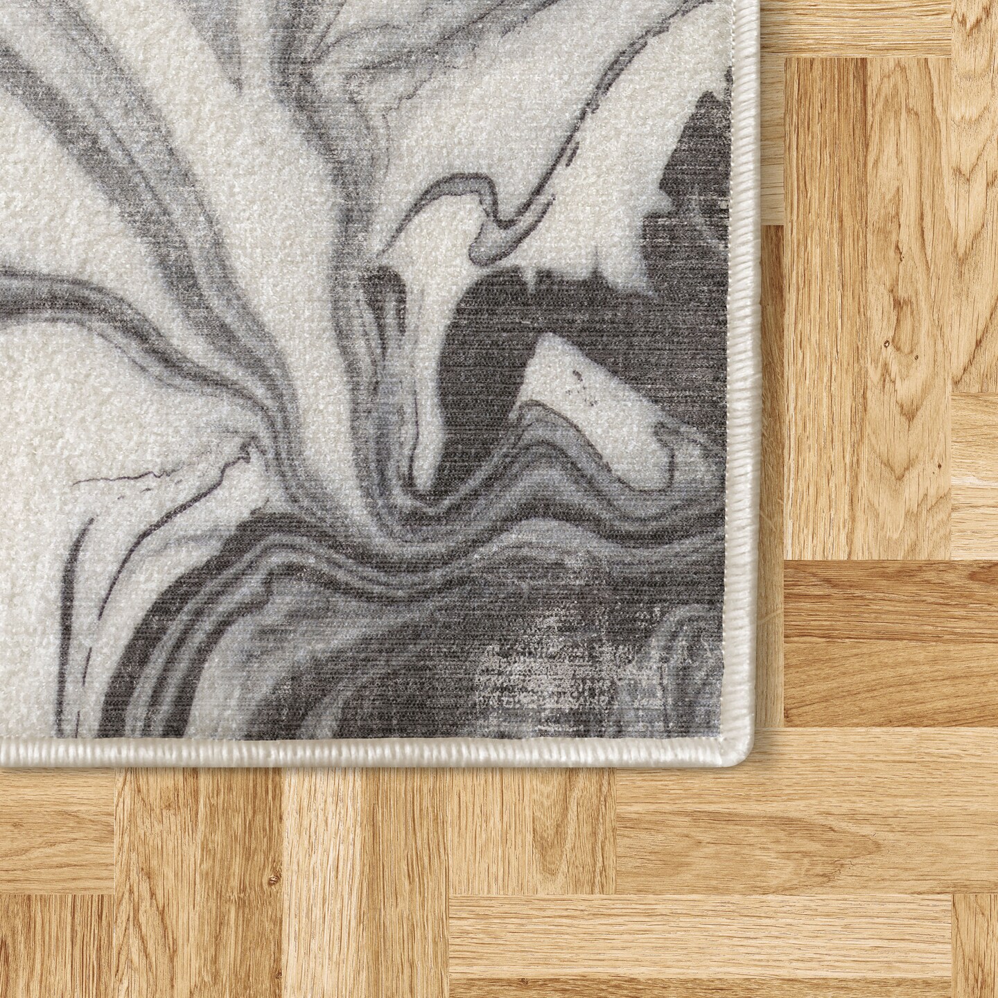 Ambesonne Marble Print Decorative Rug, Trippy Mix of Colors Unusual Forms Creative Paintbrush Style Image, Quality Carpet for Bedroom Dorm and Living Room, Black Pale Grey Dust